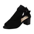 thumbnail image 5 of Women's Shoes Invest Suede Peep Toe Ankle Boots Women Buckle Peep Toe Low Block Heel Ankle Booties Boots Sandals, 5 of 6