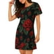 thumbnail image 2 of Fotbe Roses Bata de Dormir para Mujer con Estampado, Camisón de Algodón de Manga Corta, Ropa de Dormir Casual, 2 of 6
