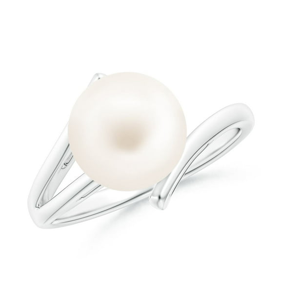 ANGARA Solitaire Freshwater Cultured Pearl Bypass Split Shank Ring in 14K White Gold for Women | June Birthstone, Birthday, Anniversary, Jewelry Gift for Women | Pearl Ring