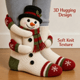 thumbnail image 3 of 3D Hugging Christmas Socks, Cute Knit Holiday Socks, Soft Stretchy Adult Winter Socks, Cozy Hand Crocheted Novelty Socks for Holiday Party Home Wear, 3 of 6