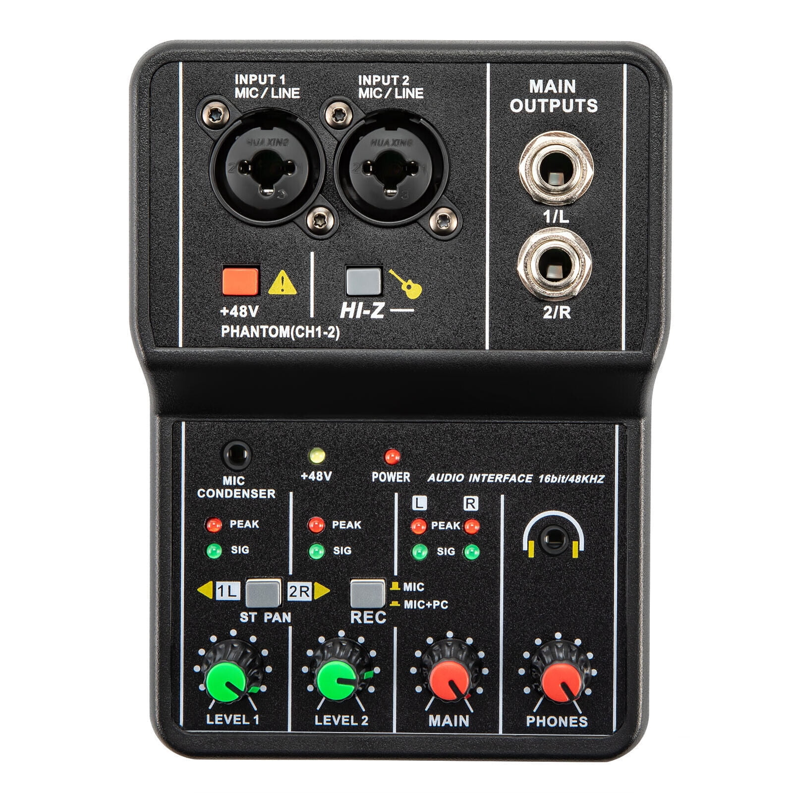 2 Channel USB Audio Mixer - Professional Sound Mixing Console for DJs