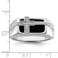 thumbnail image 5 of White Night Sterling Silver Rhodium-plated Diamond and Black Onyx Cross Men's Ring, 5 of 7