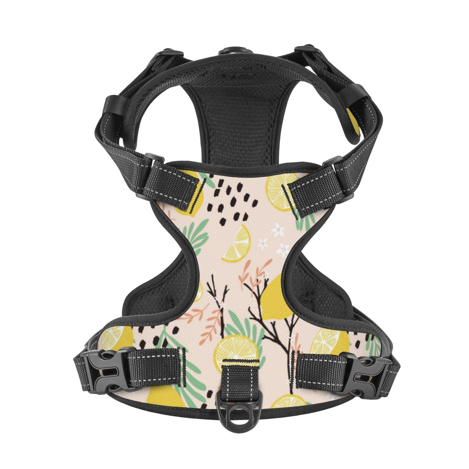 Kdxio Lemon Leaves Print No Pull Dog Harness Adjustable Reflective Oxford Easy Control Medium Large Dog Harness for Training and Everyday-X-Large