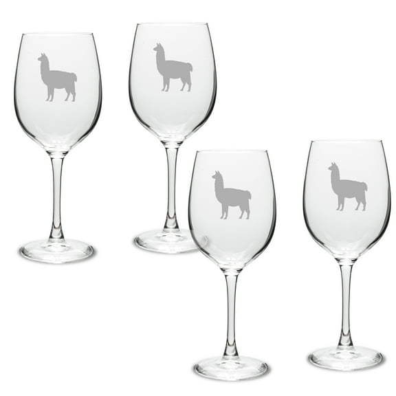 Llama Deep Etched Classic Wine Glass Set of 4