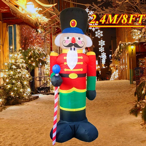 Juguete de decoración inflable de Navidad con luces LED integradas, modelo de adorno inflable para fiesta de Navidad, Año Nuevo, jardín, decoración interior y exterior(2.4M Walnut Soldier