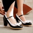 thumbnail image 4 of SACFOF Women's Low Kitten Heel Mary Jane Oxfords Pumps Comfortable Ankle Strap Dress Shoes with Bow, 4 of 6