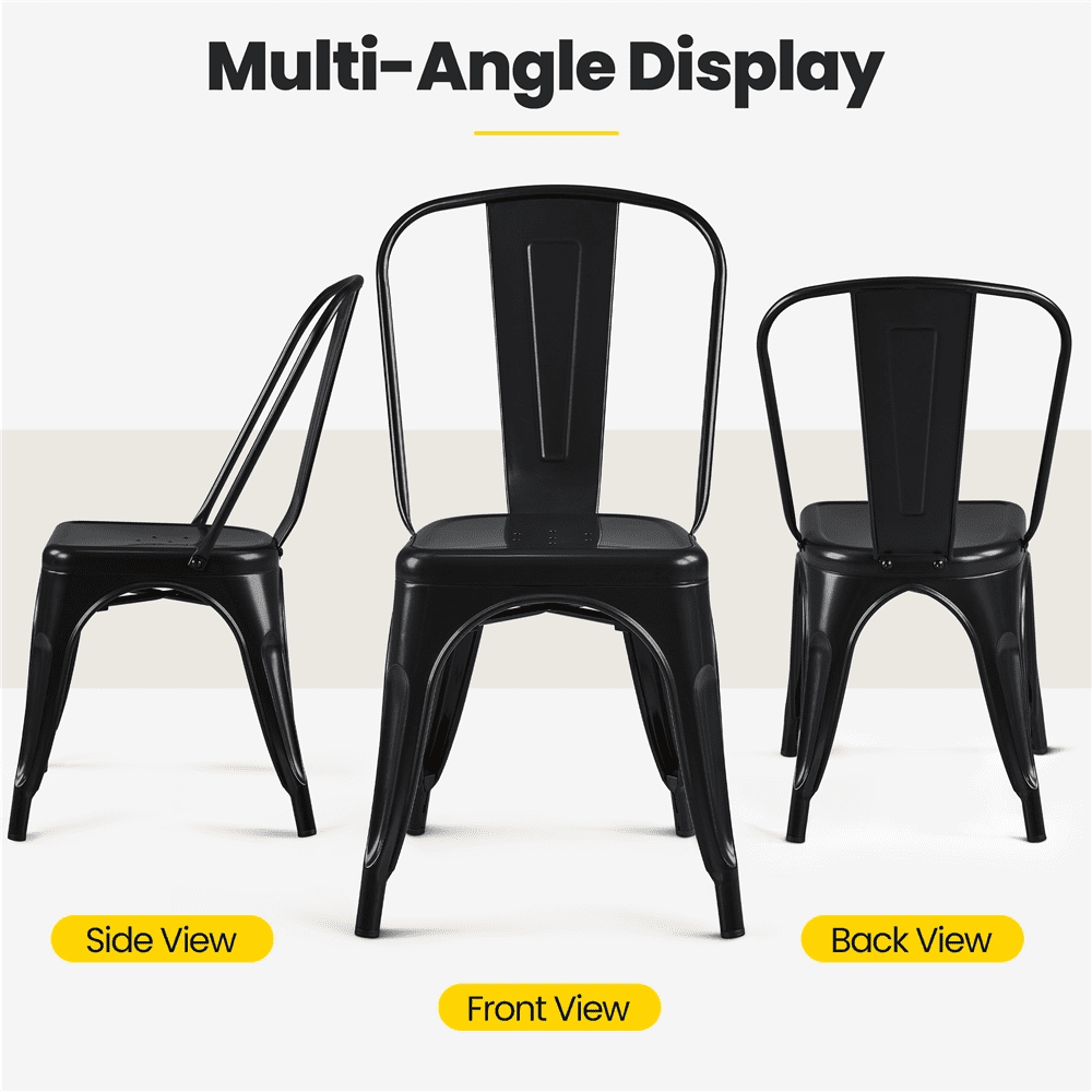 Alden Design Dining Chair, Set of 4, Black