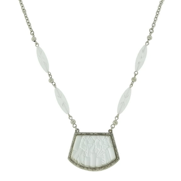 1928 Jewelry White Lalique Pendant Necklace 16   3 Extender