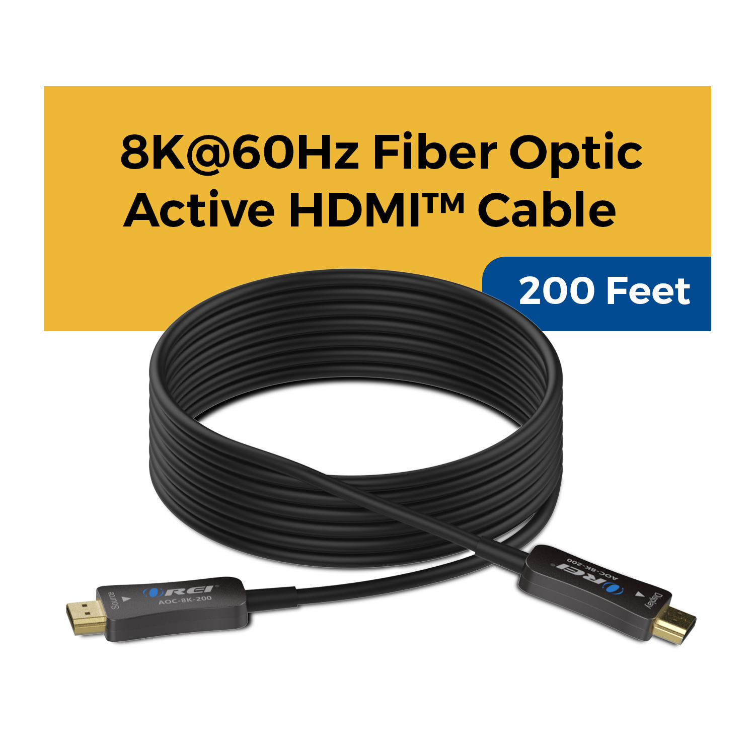 OREI 200ft HDMI™ AOC Hybrid Fiber Optic Cable UHD 8K60 (AOC-8K-200)