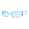 thumbnail image 1 of Womens Mod Narrow Rectangle Inset Lens Retro Sunglasses Blue, 1 of 4