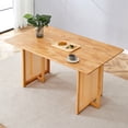 thumbnail image 3 of Gzxs 59 Inch Wood Dining Table, Traditional Writing Work/Study Computer Desk with Rattan Decorated Legs for Home Office & Bedroom, Modern Kitchen Dinner Tables for 4, Easy Assembly, Natural, 3 of 9