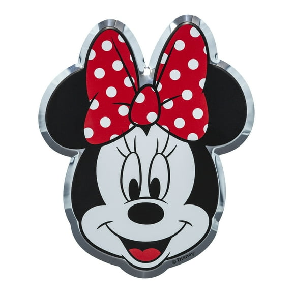 Disney Minnie Mouse Flexible Aluminum Car Decal, Black, White, Red, 4” x 3.5”