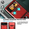 thumbnail image 4 of SOATUTO For Samsung Galaxy Z Flip 4 5G Case with Hinge Protection, Built-in Card Holder & Kickstand & Slide Camera Cover Fit Magnetic Car Mount Holder Case for Samsung Galaxy Z Flip 4 2022 - Red, 4 of 9