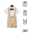 thumbnail image 2 of LYMAYTER Baby Toddler Boys Formal Suit Set for 1-15Y Short Sleeve Shirt Suspenders Bowtie Beach Wedding‌, 2 of 8