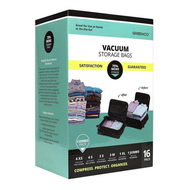 Greenco 16 Pack Space Saver Vacuum Seal Storage Bags, Combo Value Pack