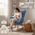 thumbnail image 3 of iooHug Tufted Teddy Fabric Rocking Chair, High Back Upholstered Glider Chair With Solid Wood Rocker Legs for Living Room Bedroom Nursery, Blue, 3 of 9