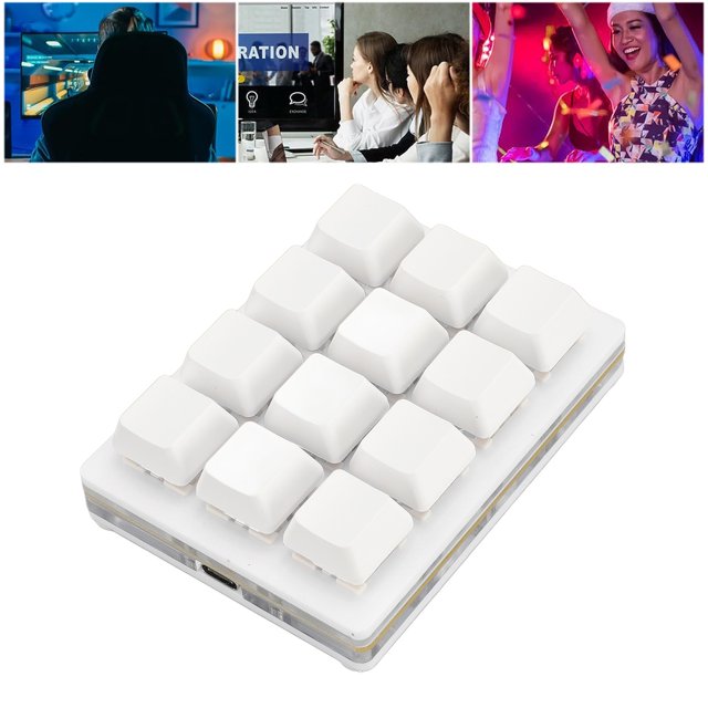 12 Keys Mechanical Keyboard, Programmable Macro Keyboard, Gaming Keyboard, Red Mechanical Switch, Type C USB Interface, for Office Work, Gaming, Music, Media, Industrial, Acrylic