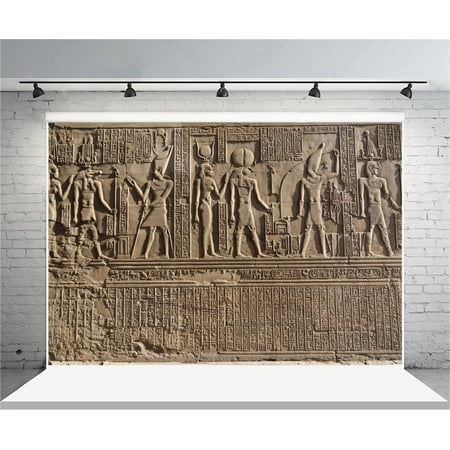 HelloDecor Polyster 7x5ft Ancient Egyptian Temple Mural Backdrop Totem Belief Religious History Culture Photography Background Travel Photo Shoot Studio Props Video Drop