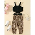 thumbnail image 4 of Qmyliery 3 Pieces Girls Pants Set, Fuzzy Tank Tops + Cow Print/Leopard Print Long Pants + Waist Bag Set for Kids, 18 Months to 6 Years, 4 of 9