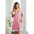 thumbnail image 4 of Ekouaer Women's Sleep Dress Short Sleeve Sleepwear Comfy Button Down Sleepshirt with Chest Pocket, 4 of 7