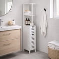 thumbnail image 3 of Evideco French Home Goods Miami Cabinet with Open Shelves and Two Doors, White, 3 of 9