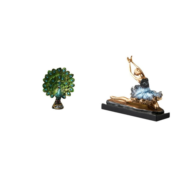 Figura de escritorio,Estatua de pavo real en estante,escritorio,decoración del hogar,Figuras decorativas creativas para la oficina y el hogar,estatua de bailarina de ballet,estatua de