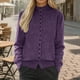 thumbnail image 4 of HongQid Women's Sweater Cardigan Fall Winter Casual Mock Neck Long Sleeve Knit Cardigan with Buttons, 4 of 4