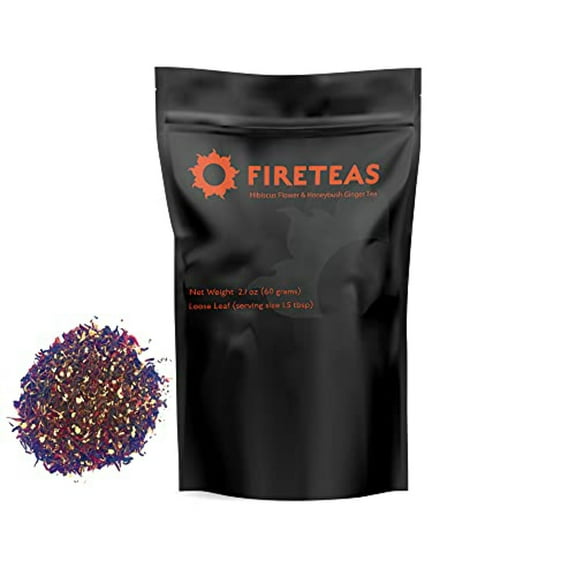 FIRE TEAS Hibiscus Honeybush Ginger Tea - Tasty, Anti Oxidant Rich Blended Loose Leaf Tea - Made in WA