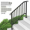 thumbnail image 3 of KFFKFF Outdoor Handrails for 3-4 Steps, Sturdy Carbon Steel Stair Rail Kit with Installation Accessories, Ideal for Seniors, Suitable for Concrete Steps, Porches & Decks, Black Retro Design, 3 of 9