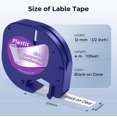 thumbnail image 2 of FZCHUN-Compatible with Dymo Clear LetraTag Refills Label Maker Refill Plastic Label Tape 16952 Black on Clear Labels for Dymo Letra Tag LT-100H LT-100T 200B QX50 Label Makers, 12mm 1/2", 5P, 2 of 4