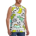 thumbnail image 2 of Haiem Men's Funny Dinosaurs on Stripes Print Tank Tops Summer Sleeveless Cut Off Workout T-Shirts Fitness Vest Athletic Undershirts-Large, 2 of 8