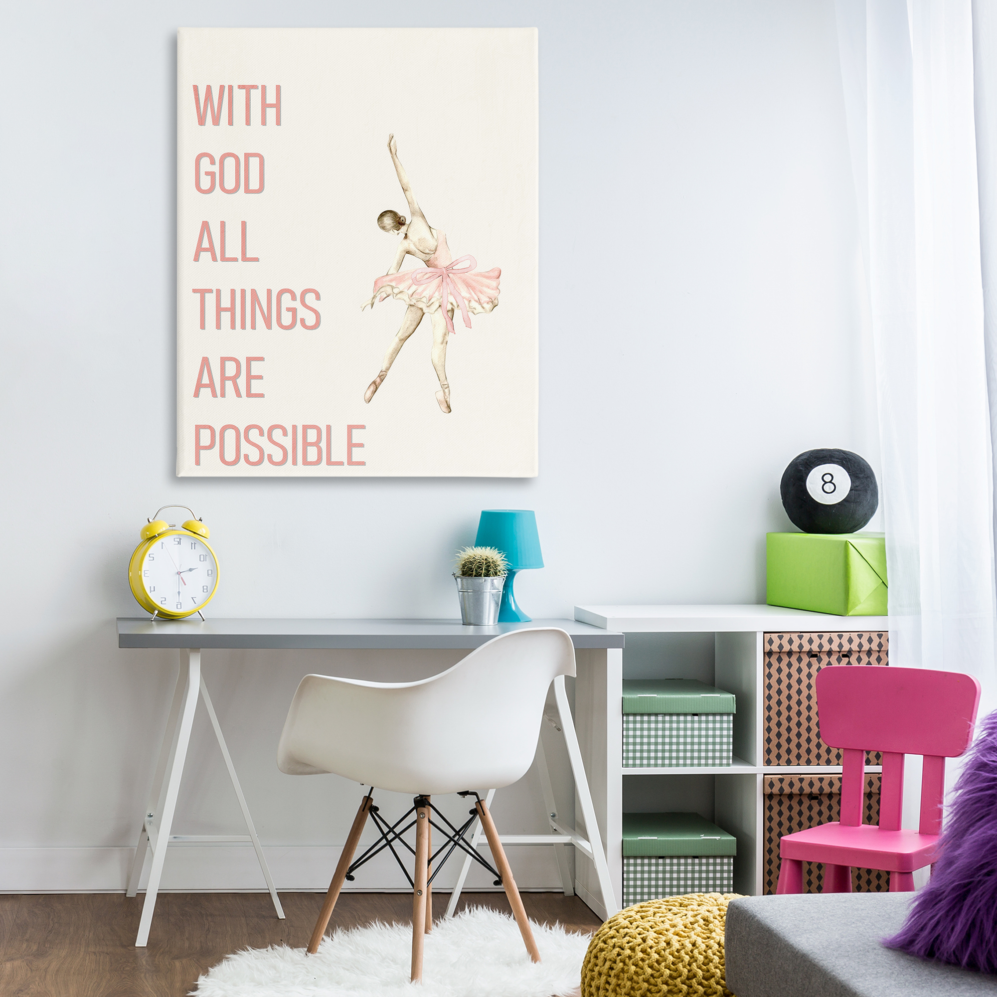 All Things Possible Ballerina Canvas Wall Art, design by Kim Allen