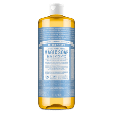 Dr. Bronner's Magic Soap - Castile Liquid Soap - 32 oz - Body Wash, Face Wash - Unscented - Age Group: Baby & All Ages