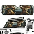 thumbnail image 2 of Uorisanigo Windshield Sun Shade Compatible with Jeep Wrangler Rubicon Sahara TJ JK JKU 2 Door & 4 Door 16.14"x52.95" Folding Front Window Sun Shade(Highland Cow Driving Print), 2 of 7