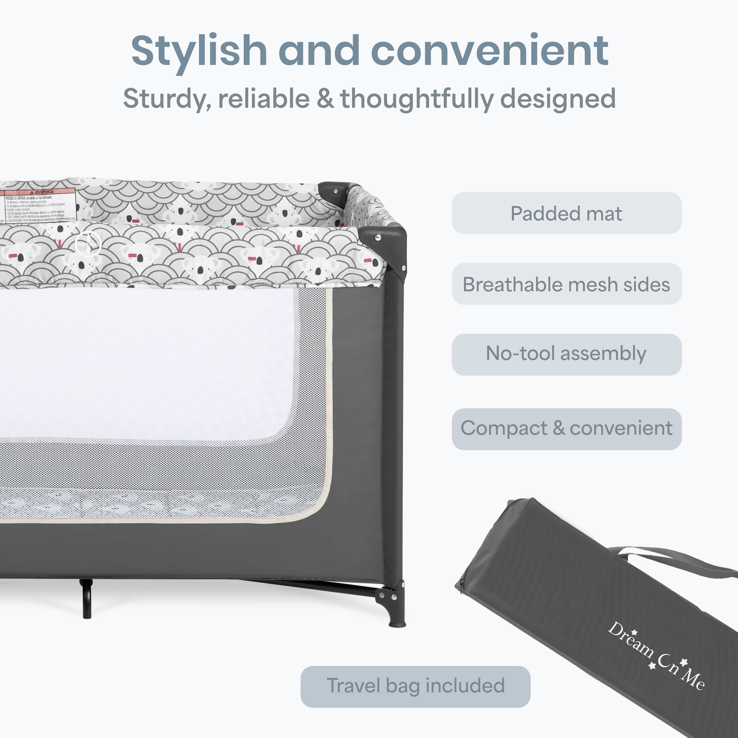 Dream on Me Zodiak Portable Playard with Carry Bag & Shoulder Strap, Grey, Unisex