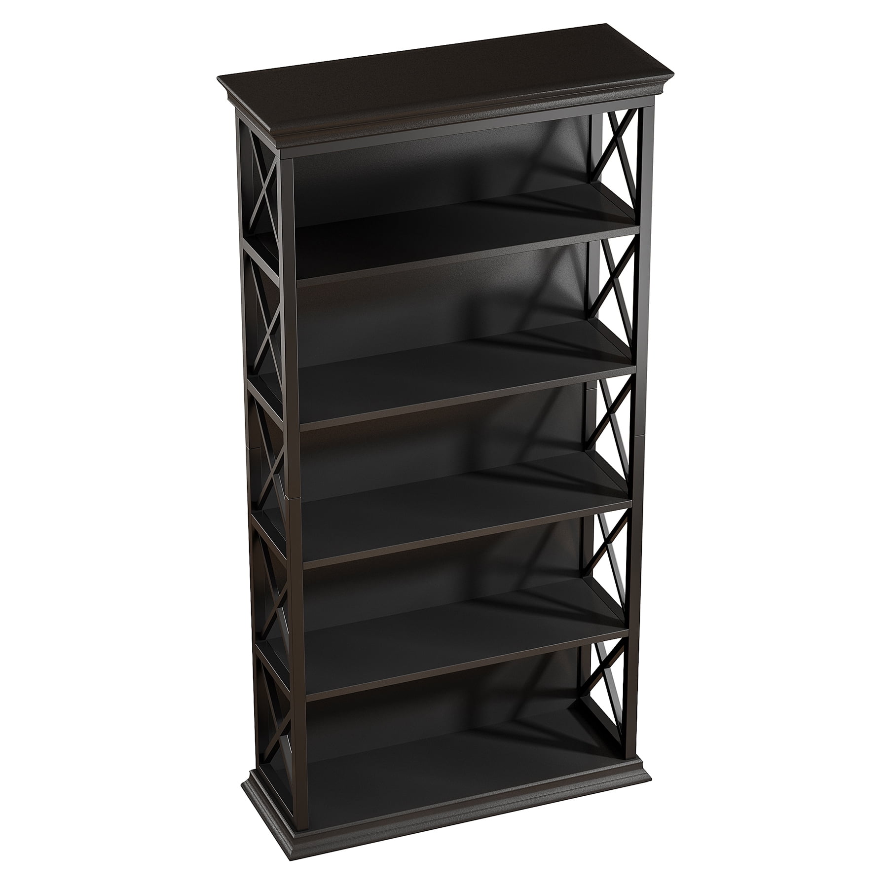 Fnova 71" 5-Tier Tall Bookshelf, Industrial Wood Bookcase with Metal Frame, Floor Standing Display Storage Shelves for Home Office, Living Room, Bedroom