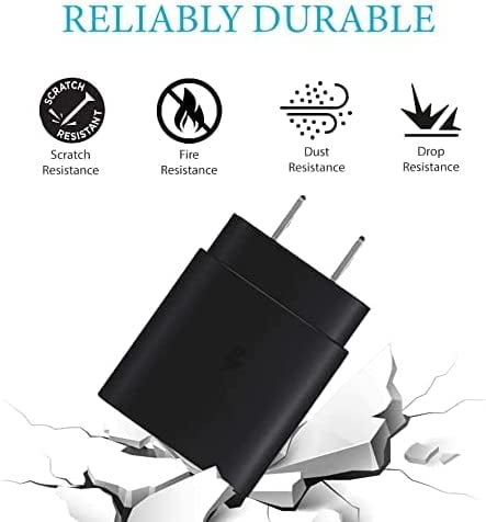 Super Fast Charger [3ft + 6ft Cable Included] Original for Samsung Galaxy A03s PD 25W Type C Wall Charger and 2x USB C to USB C Fast Charging Cables - Black