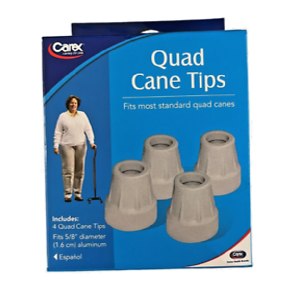 Carex Quad Cane Tips 5/8" Metal Reinforced 4 ct (A705) GREY