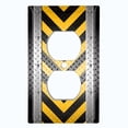 thumbnail image 2 of Metal Light Switch Plate Cover Black Yellow Metal V Crosshatch MET023, 2 of 13