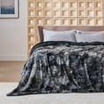 thumbnail image 2 of Homing Fuzzy Blanket for Couch and Bed - Soft Sherpa, Warm Faux Fur, Reversible Throw in Black, 2 of 10
