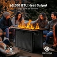 thumbnail image 6 of 43" Propane Fire Pit with Glass Rocks for Patio & Garden, Black Outdoor Gas Fire Pit Table with Lid & Lava Rocks, 6 of 8