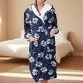 thumbnail image 2 of Women's Fleece Plush Robe Long Warm Plush Bathrobe Loungewear Jacket Printed Comfort Robe, 2 of 5