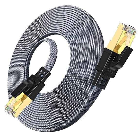 ROFAY Cat 8 Ethernet Cable 65 FT, 40Gbps 2000MHz High Speed Braided Network Cord, Heavy Duty Shielded (S/FTP) LAN Patch Cable for Gaming, Router, Modem