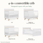 Evolur Loft Antilia Mid-Century 4-In1 Crib, White & Natural