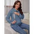 thumbnail image 2 of DARING DIVA Women's Nursing Hidden Zipper Long Sleeve Polo Shirt 2XL Blue, 2 of 8
