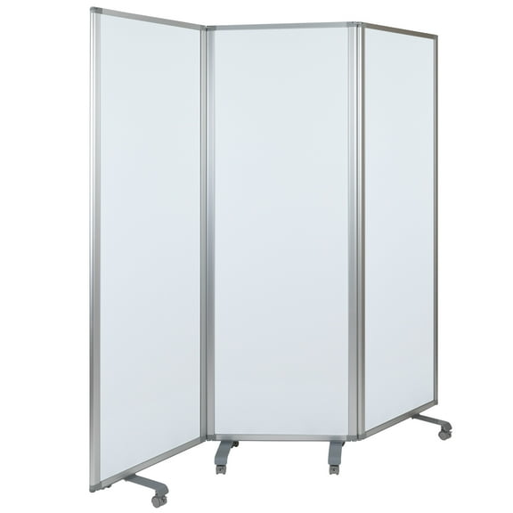 Flash Furniture Raisley Mobile Magnetic Whiteboard Partition with Lockable Casters, 72"H x 24"W (3 sections included)