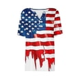 thumbnail image 5 of successthop 4th of July Clothes Women Flags Loose Plus Size V Neck T Shirt Button Holiday Shirts Short Sleeve Tops Red, 5 of 5