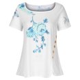 thumbnail image 4 of Scyoekwg Printed Shirt for Womens Casual Short Sleeve Round Neck Graphic Tees Short Sleeve Comfy Casual Tunic Tops Summer Trendy Loose Lightweight Tops Ethnic Printed White XXL, 4 of 8