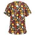 thumbnail image 2 of Pntutb Blusa de manga corta con cuello en V para mujer, uniforme de trabajo, blusa de Acción de Gracias de Navidad Pntutb Pntutb-2626, 2 of 6