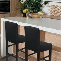 PiccoCasa 2Pcs Stretch Spandex Bar Stool Covers for Short Back Chair, Black